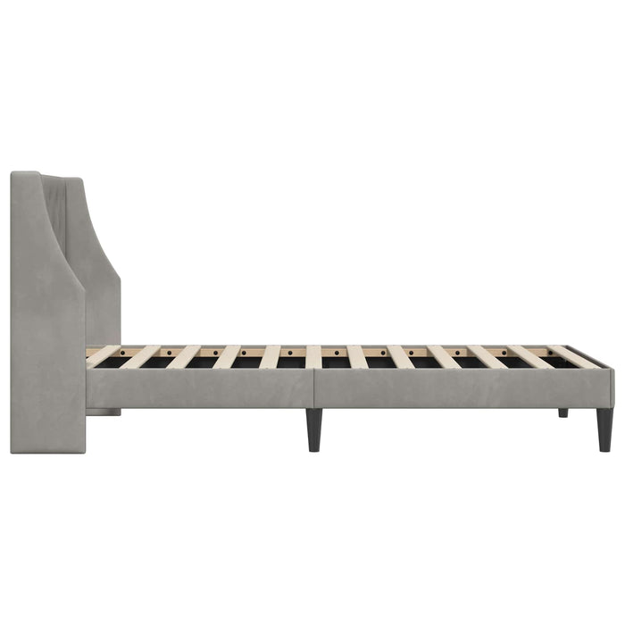 Cadru de pat cu headboard Gri deschis 90 x 190 cm Catifea WALTI
