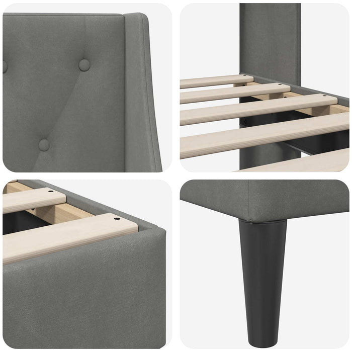 Cadru de pat cu headboard Gri închis 90 x 200 cm Catifea WALTI