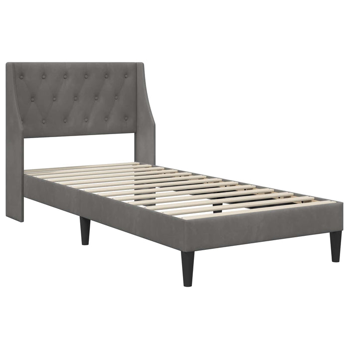 Cadru de pat cu headboard Gri închis 90 x 200 cm Catifea WALTI