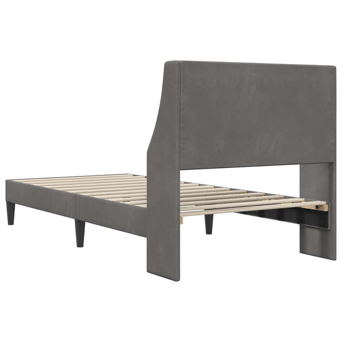 Cadru de pat cu headboard Gri închis 90 x 200 cm Catifea WALTI