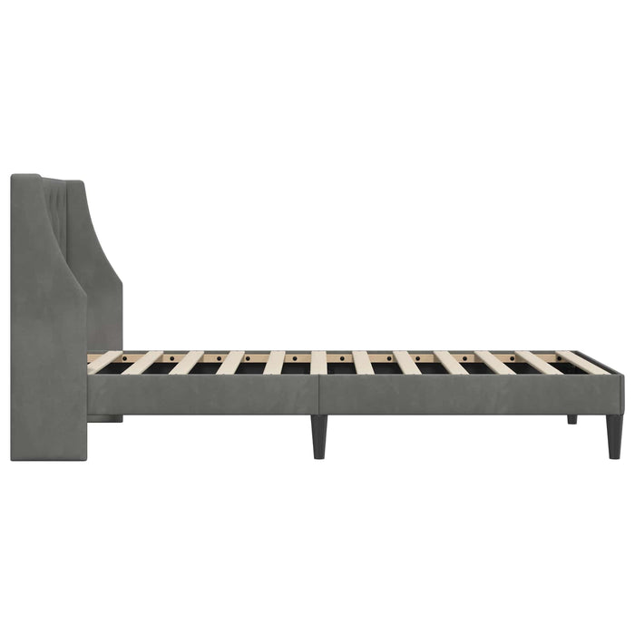 Cadru de pat cu headboard Gri închis 90 x 200 cm Catifea WALTI
