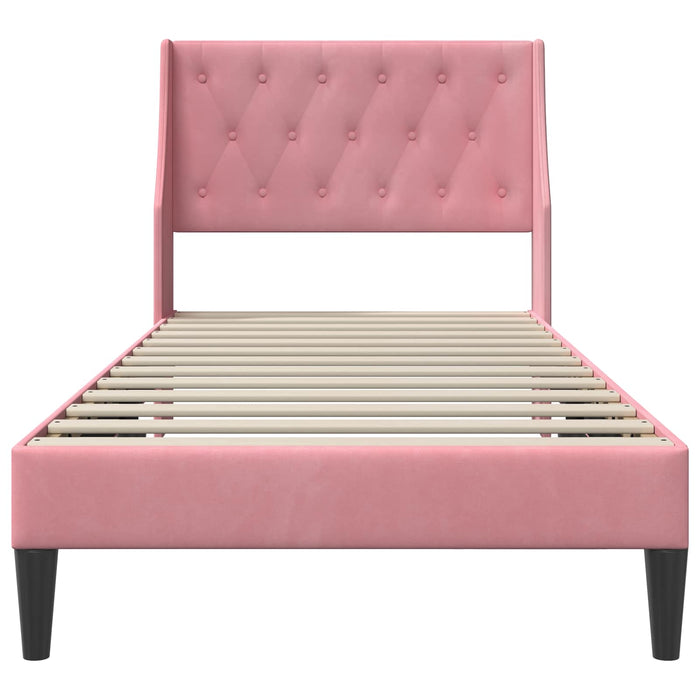 Cadru de pat cu headboard Roz 90 x 200 cm Catifea WALTI