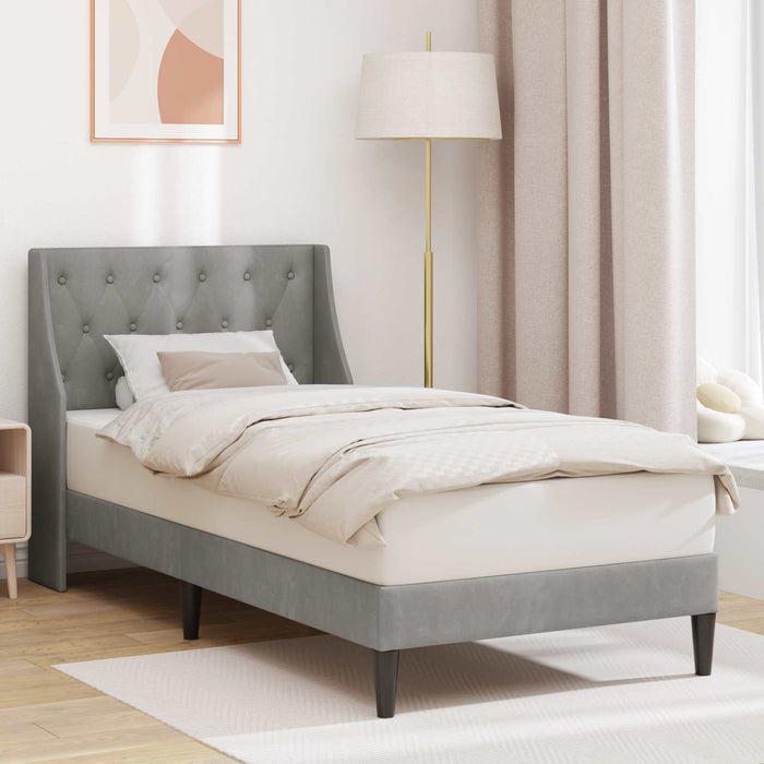 Cadru de pat cu headboard Gri deschis 100 x 200 cm Catifea WALTI
