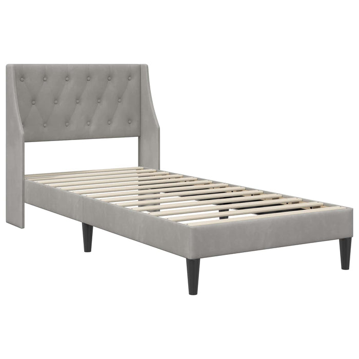 Cadru de pat cu headboard Gri deschis 100 x 200 cm Catifea WALTI