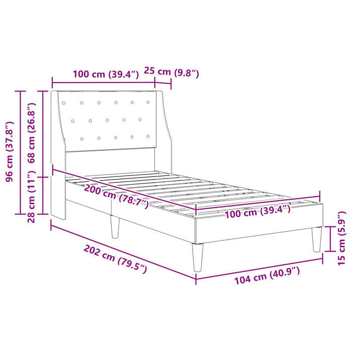 Cadru de pat cu headboard Gri deschis 100 x 200 cm Catifea WALTI