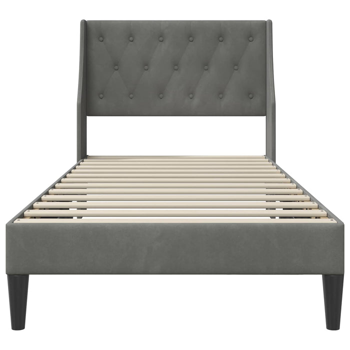 Cadru de pat cu headboard Gri închis 100 x 200 cm Catifea WALTI