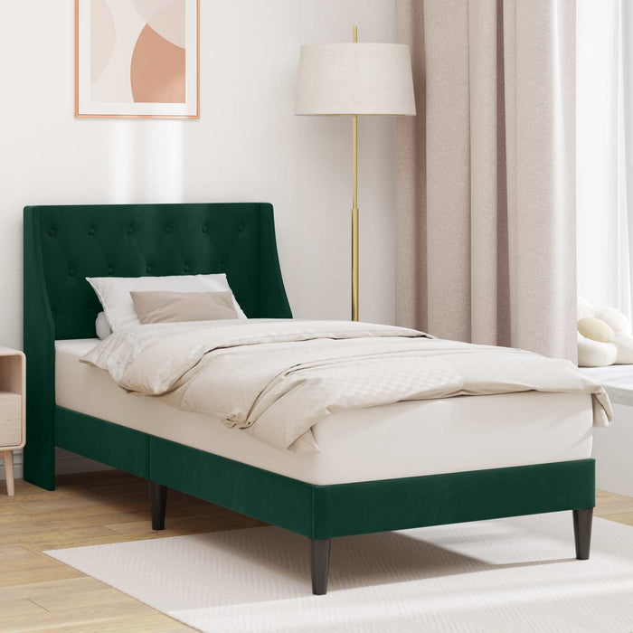 Cadru de pat cu headboard Verde închis 100 x 200 cm Catifea - WALTI WALTI