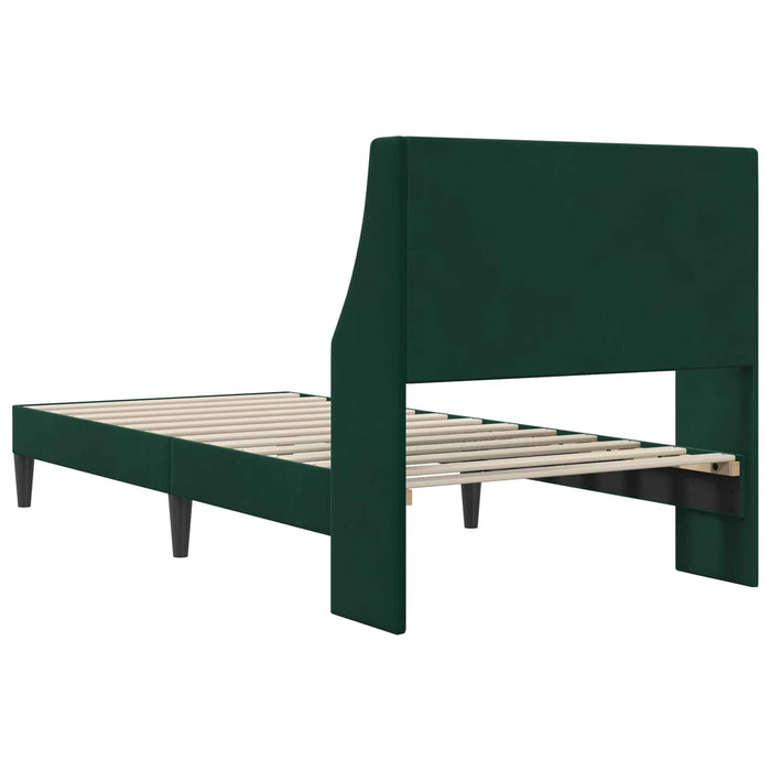 Cadru de pat cu headboard Verde închis 100 x 200 cm Catifea - WALTI WALTI
