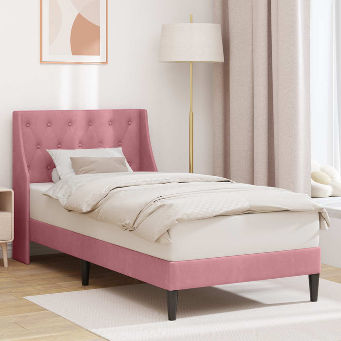 Cadru de pat cu headboard Roz 100 x 200 cm Catifea WALTI