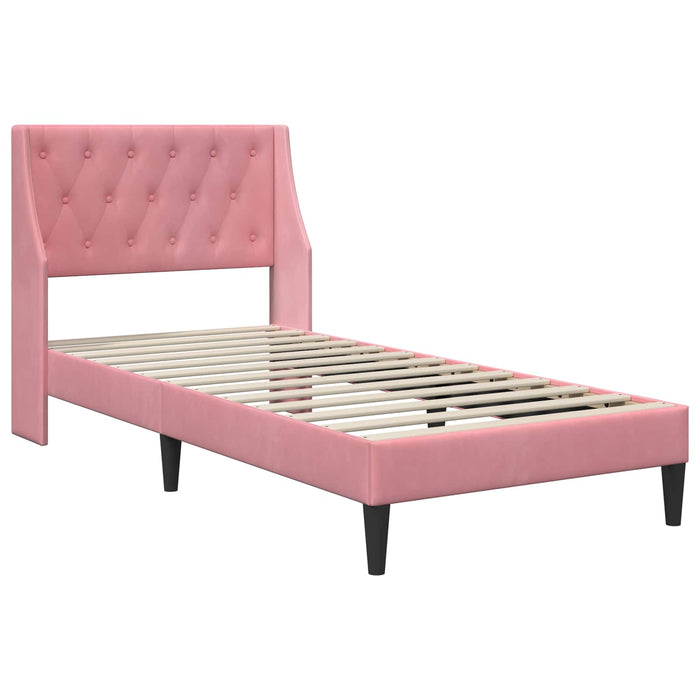 Cadru de pat cu headboard Roz 100 x 200 cm Catifea WALTI