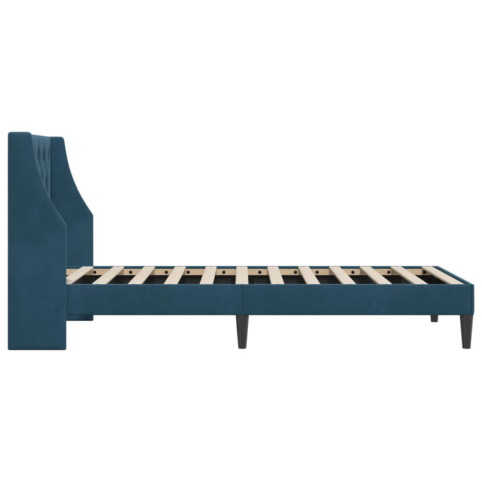 Cadru de pat cu headboard albastru 100 x 200 cm Catifea - WALTI WALTI