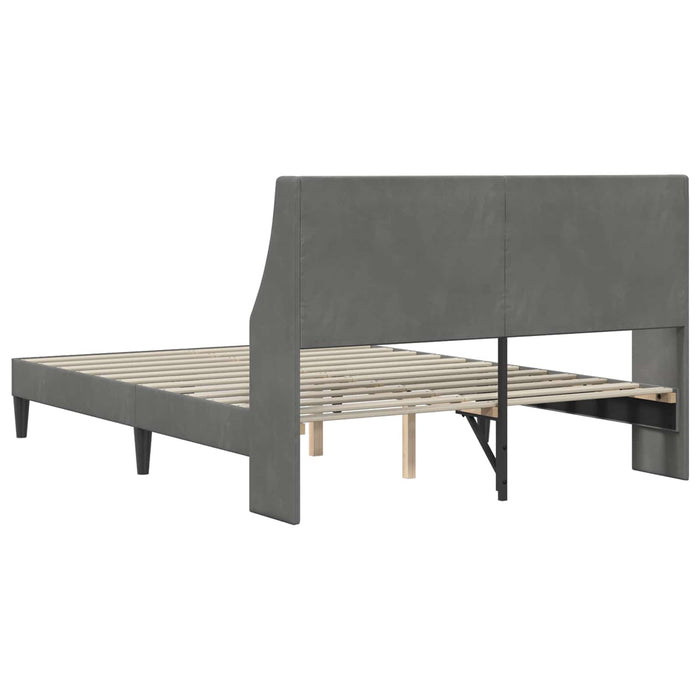 Cadru de pat cu headboard Gri închis 120 x 190 cm Catifea WALTI