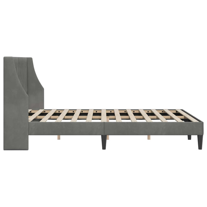 Cadru de pat cu headboard Gri închis 120 x 190 cm Catifea WALTI