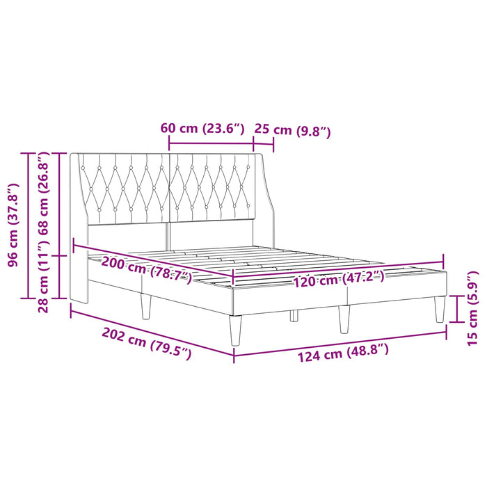 Cadru de pat cu headboard Gri deschis 120 x 200 cm Catifea WALTI