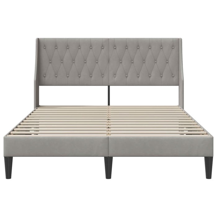 Cadru de pat cu headboard Gri deschis 140 x 190 cm Catifea - WALTI WALTI