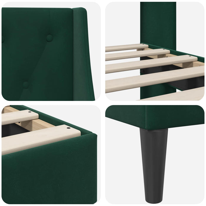 Cadru de pat cu headboard Verde închis 140 x 190 cm Catifea - WALTI WALTI