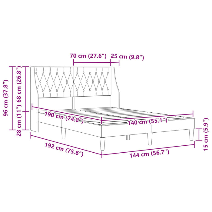 Cadru de pat cu headboard Verde închis 140 x 190 cm Catifea - WALTI WALTI