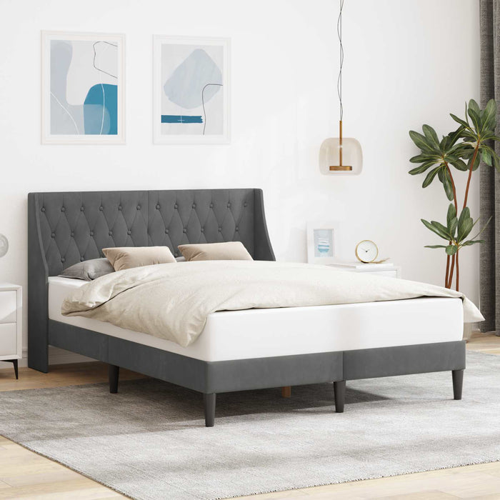 Cadru de pat cu headboard Gri închis 140 x 200 cm Catifea WALTI