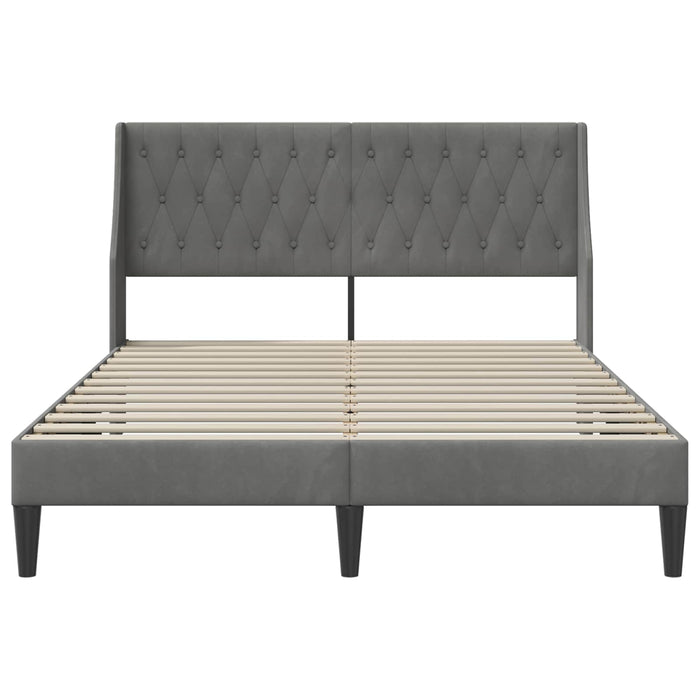 Cadru de pat cu headboard Gri închis 140 x 200 cm Catifea WALTI