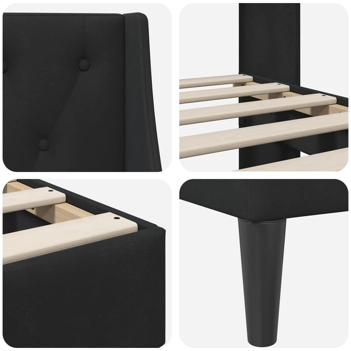 Cadru de pat cu headboard Negru 140 x 200 cm Catifea WALTI