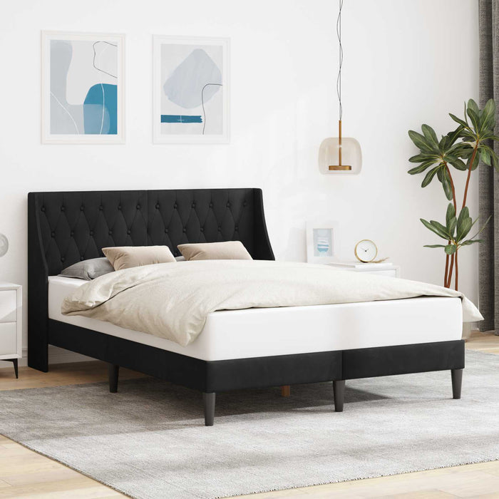 Cadru de pat cu headboard Negru 140 x 200 cm Catifea WALTI