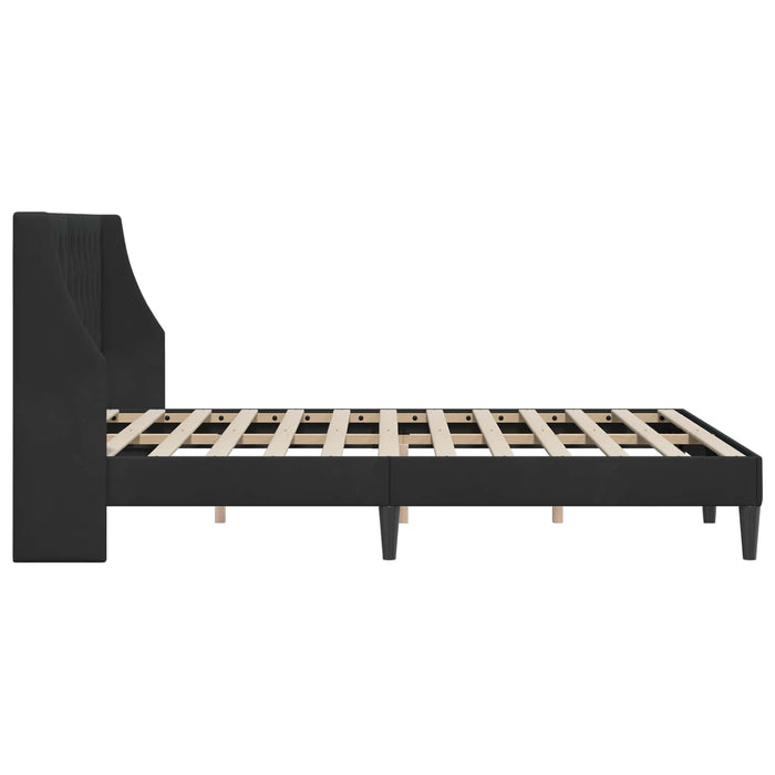 Cadru de pat cu headboard Negru 140 x 200 cm Catifea WALTI