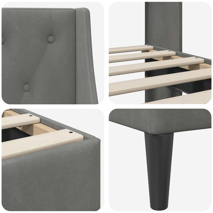 Cadru de pat cu headboard Gri închis 160 x 200 cm Catifea - WALTI WALTI