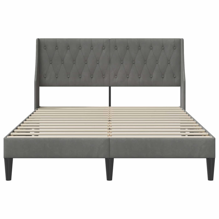Cadru de pat cu headboard Gri închis 160 x 200 cm Catifea - WALTI WALTI