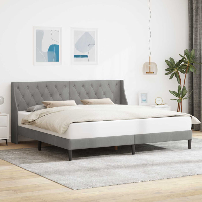 Cadru de pat cu headboard Gri deschis 180 x 200 cm Catifea WALTI