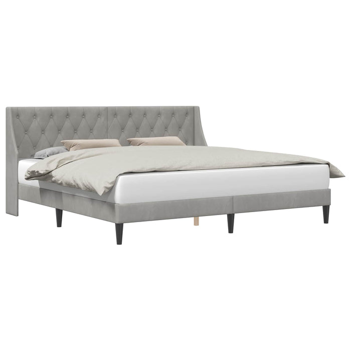 Cadru de pat cu headboard Gri deschis 180 x 200 cm Catifea WALTI