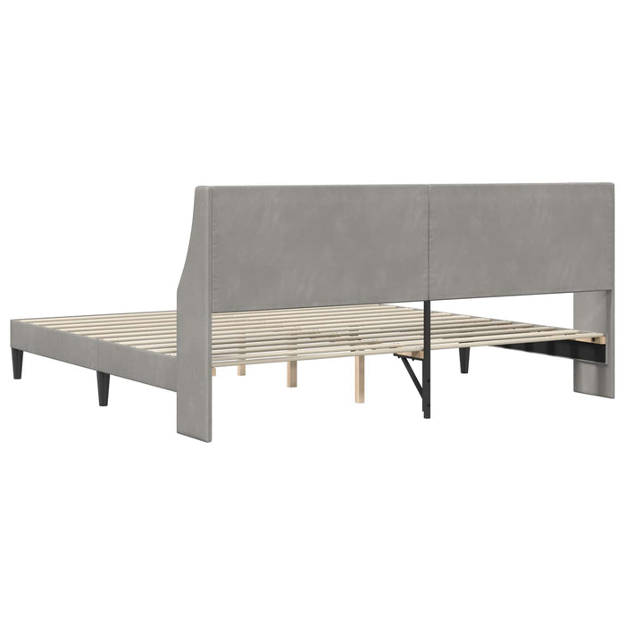 Cadru de pat cu headboard Gri deschis 180 x 200 cm Catifea WALTI