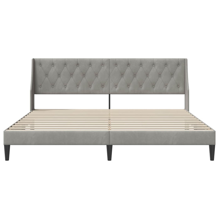 Cadru de pat cu headboard Gri deschis 180 x 200 cm Catifea WALTI