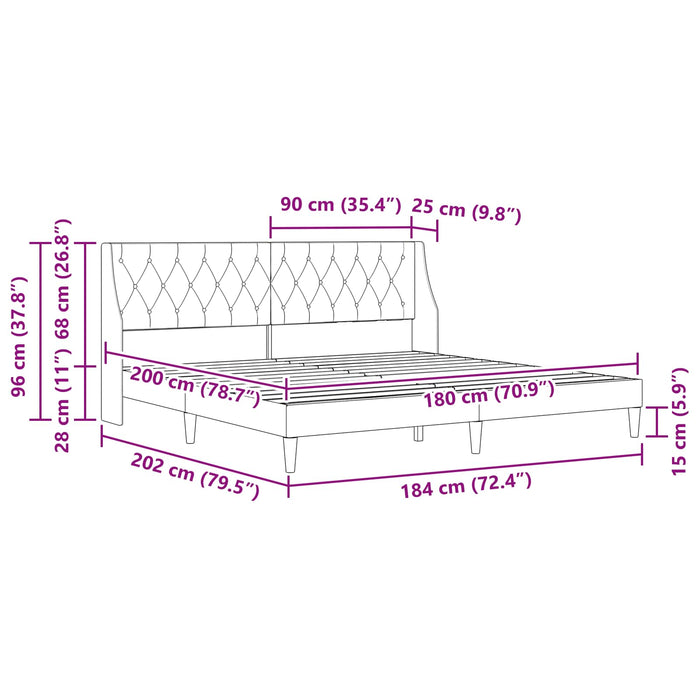 Cadru de pat cu headboard Gri deschis 180 x 200 cm Catifea WALTI