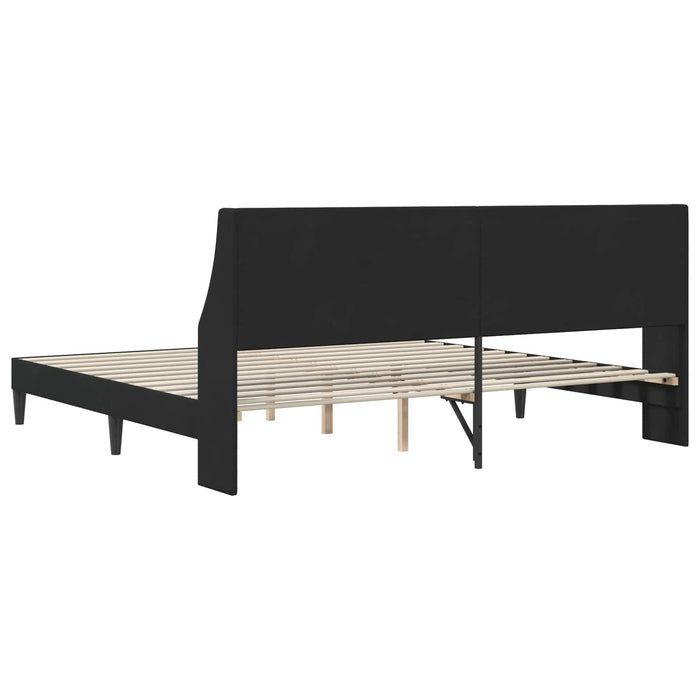 Cadru de pat cu headboard Negru 180 x 200 cm Catifea - WALTI WALTI