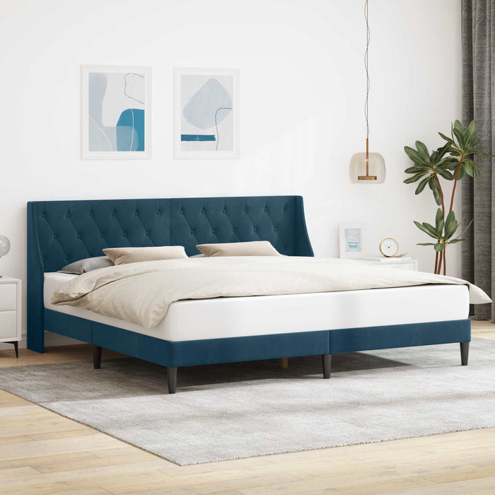 Cadru de pat cu headboard albastru 180 x 200 cm Catifea - WALTI WALTI