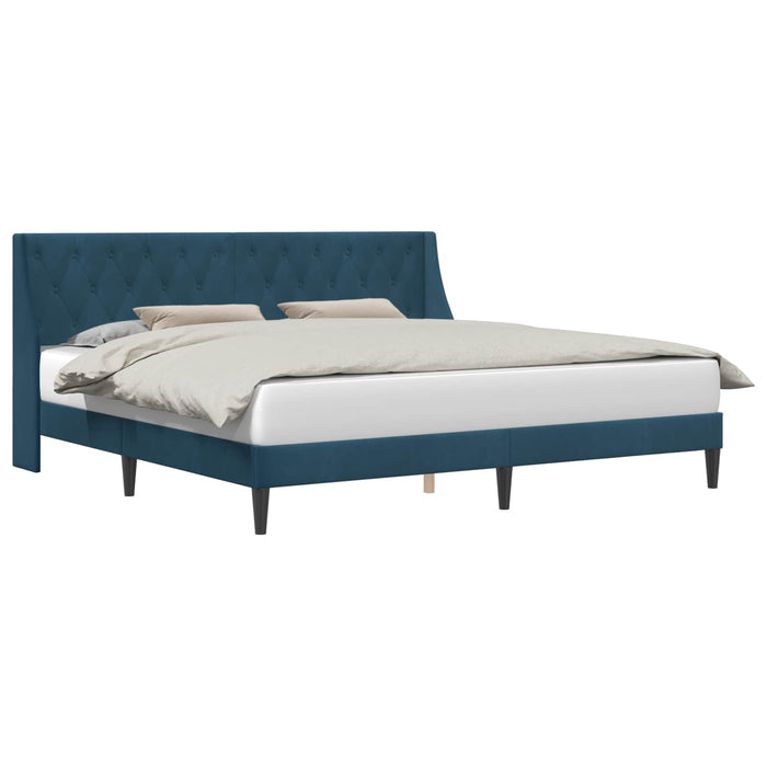 Cadru de pat cu headboard albastru 180 x 200 cm Catifea - WALTI WALTI