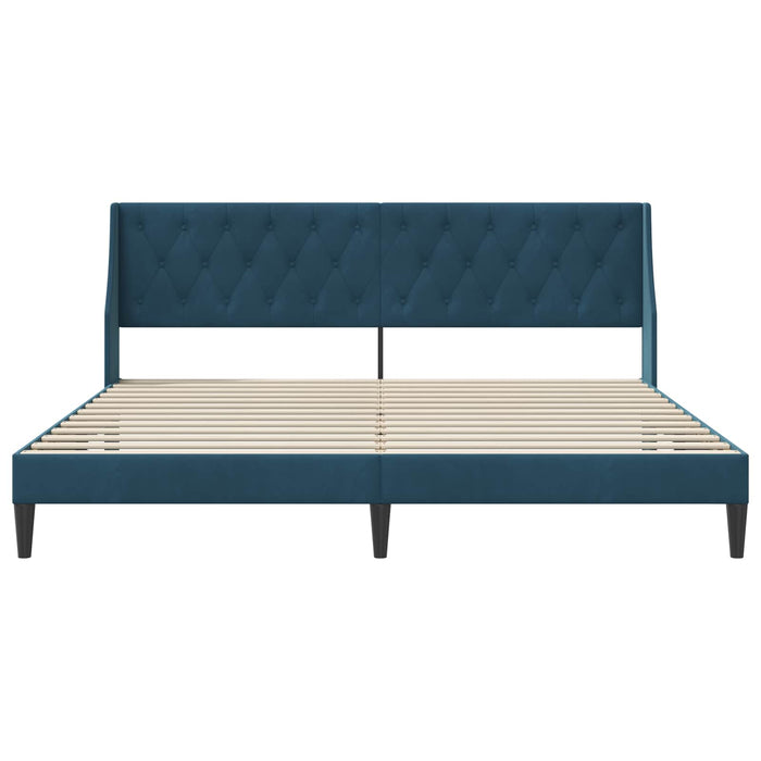 Cadru de pat cu headboard albastru 180 x 200 cm Catifea - WALTI WALTI