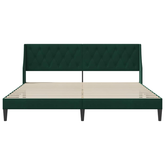 Cadru de pat cu headboard Verde închis 200 x 200 cm Catifea - WALTI WALTI