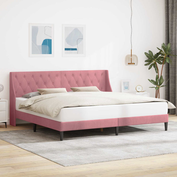 Cadru de pat cu headboard Roz 200 x 200 cm Catifea WALTI