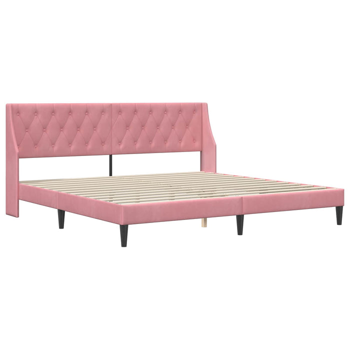 Cadru de pat cu headboard Roz 200 x 200 cm Catifea WALTI