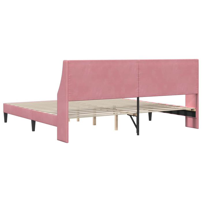Cadru de pat cu headboard Roz 200 x 200 cm Catifea WALTI