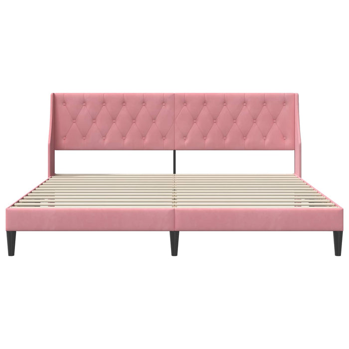 Cadru de pat cu headboard Roz 200 x 200 cm Catifea WALTI