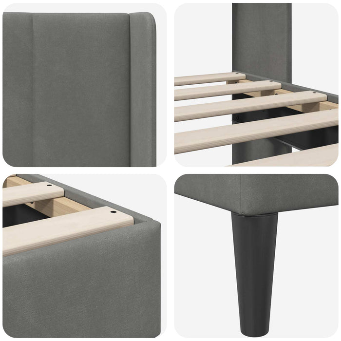 Cadru de pat cu headboard Gri închis 80 x 200 cm Catifea WALTI