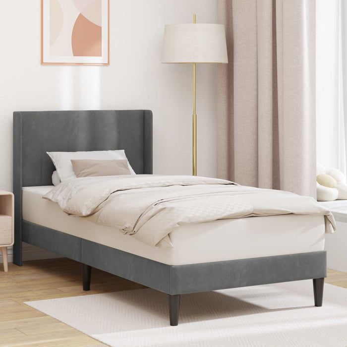 Cadru de pat cu headboard Gri închis 80 x 200 cm Catifea WALTI