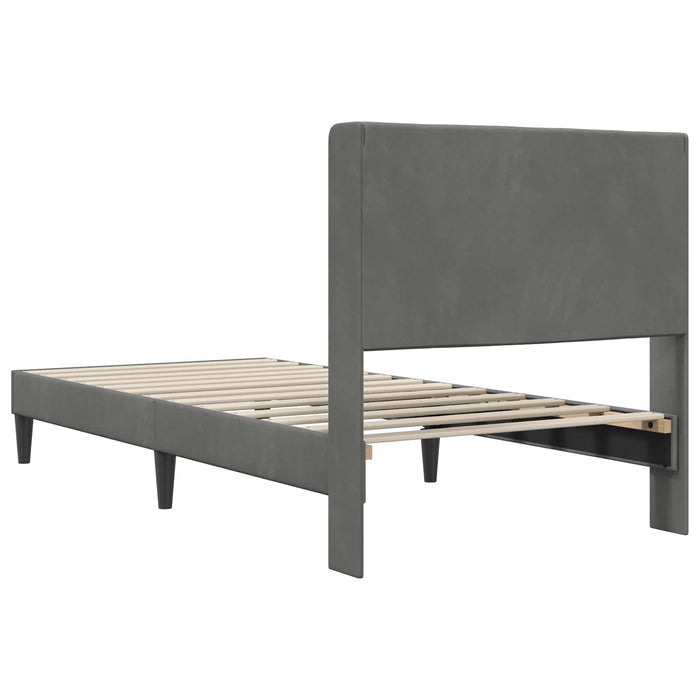 Cadru de pat cu headboard Gri închis 80 x 200 cm Catifea WALTI