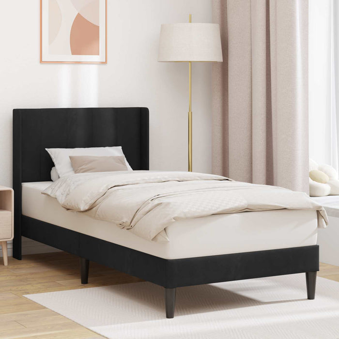 Cadru de pat cu headboard Negru 90 x 190 cm Catifea - WALTI WALTI