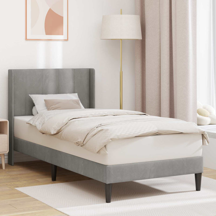 Cadru de pat cu headboard Gri deschis 90 x 200 cm Catifea - WALTI WALTI