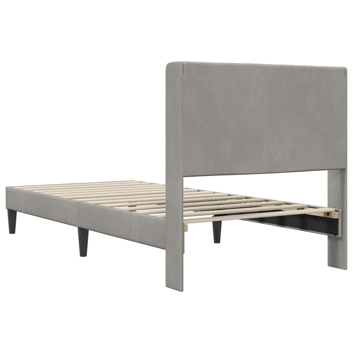 Cadru de pat cu headboard Gri deschis 90 x 200 cm Catifea - WALTI WALTI
