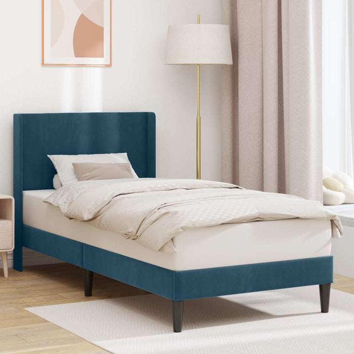 Cadru de pat cu headboard albastru 90 x 200 cm Catifea - WALTI WALTI