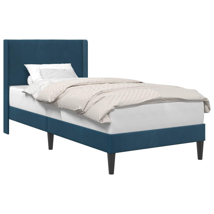 Cadru de pat cu headboard albastru 90 x 200 cm Catifea - WALTI WALTI